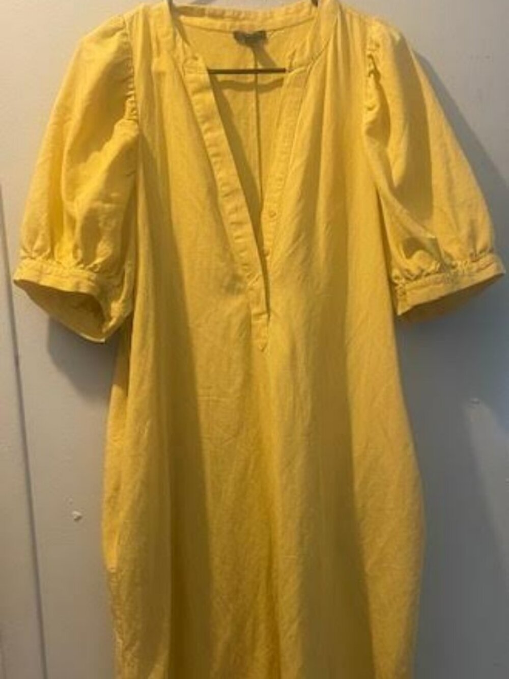 Ann Taylor Petite Yellow Puff Sleeve Midi Dress LP - Picture 2 of 7